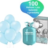 Helium set a světlemodré balónky 100 kusů