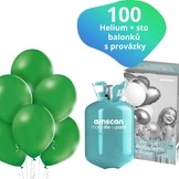 Helium set a zelené balónky 100 kusů