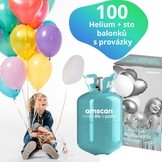 Helium set - 100 ks barevných balonků a helium 