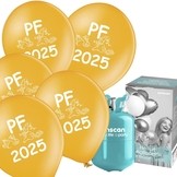 Set helium a silvestrovské balónky PF 2025 Metallic zlaté 25 ks 