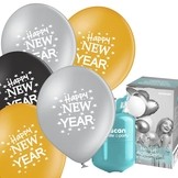 Helium Balloon time, Happy New Year balónky Metallic mix 25ks 