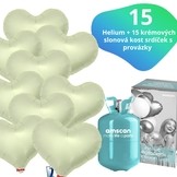 Helium set IBREX srdce krémové 15 ks - balónky s dobou létání 30 dní