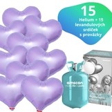 Helium set IBREX srdce levandulové 15 ks - balónky s dobou létání 30 dní