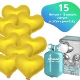 Helium set IBREX srdce zlaté 15 ks - balónky s dobou létání 30 dní