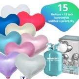 Helium set IBREX srdce mix barev 15 ks - balónky s dobou létání 30 dní