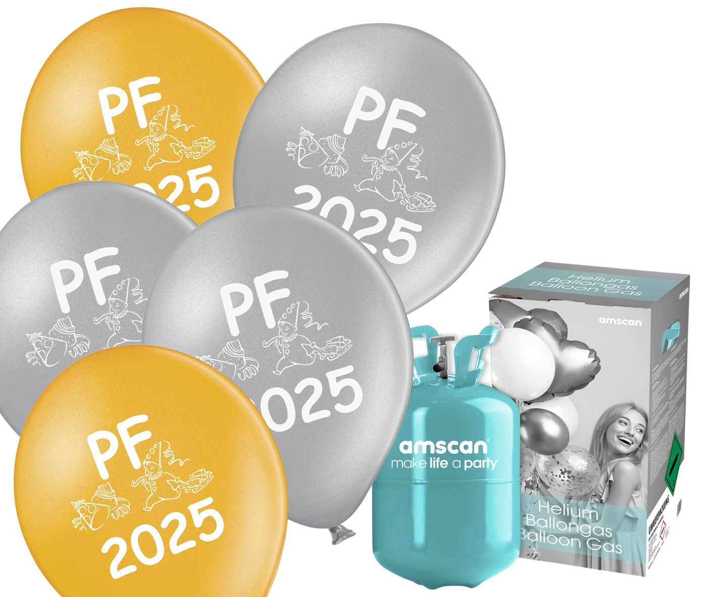 Silvestrovský helium set s balónky PF 2025 mix zlaté a stříbrné 25 ks 