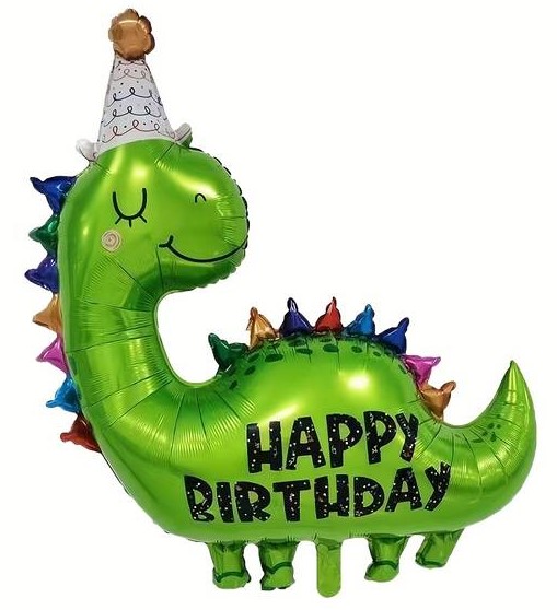 Dinosaurus HAPPY BIRTHDAY balónek 88 cm x 86 cm