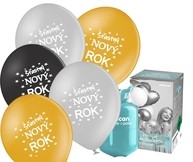 Helium set s balónky Šťastný NOVÝ ROK mix 25 ks 